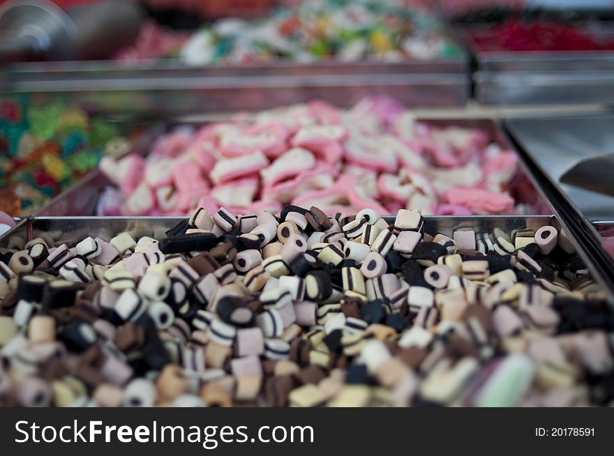 Mountain of mixed sweets from local fair. Mountain of mixed sweets from local fair