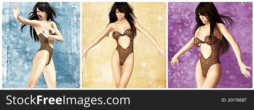 Fantasy art for your artistic creations and/or your projects

rendered sexy girl with black lingerie