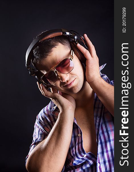 Man listening music with passion