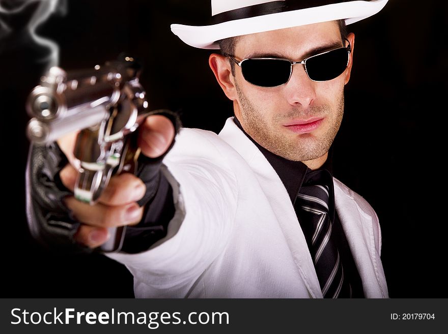 White Suit Gangster With A Gun