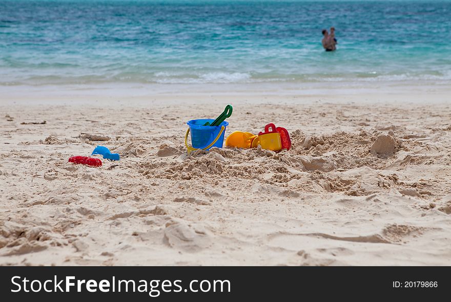 Beach toys on a tropical beach