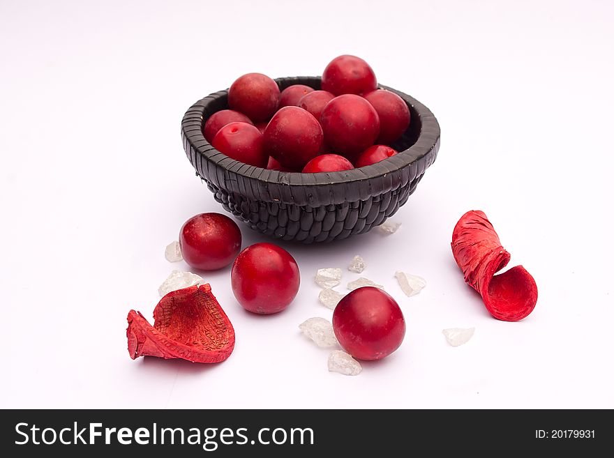 Wild red plum still life