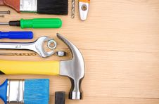 Set Of Tools And Instruments On Wood Stock Image Set Of Tools And Instruments On Wood Stock Image