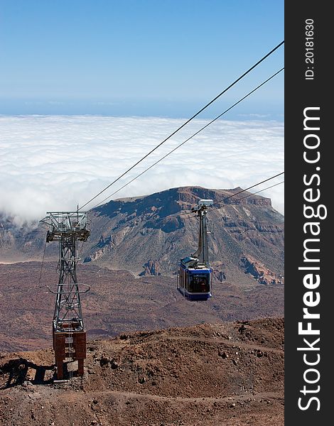 View with cable car from volcano. View with cable car from volcano