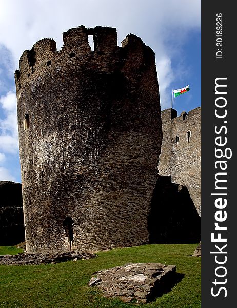 Ruins of Caerphilly Castle, Wales.