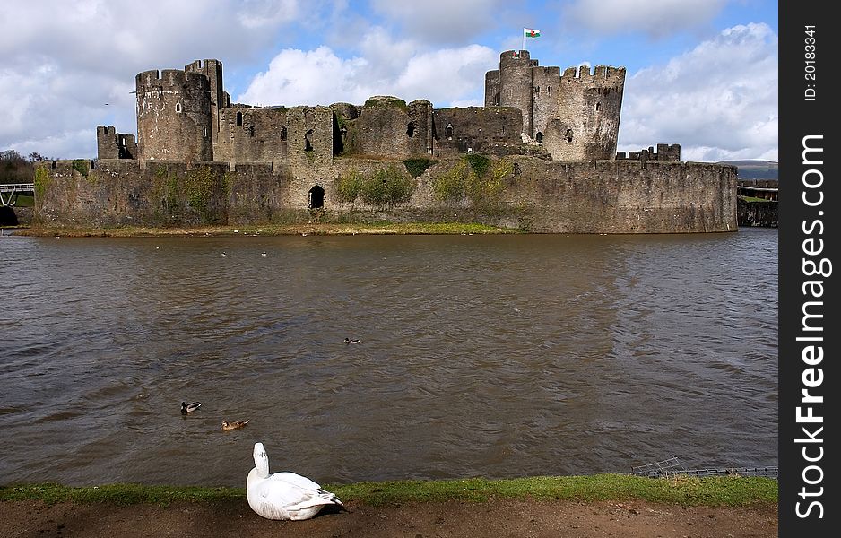 Ruins of Caerphilly Castle, Wales.