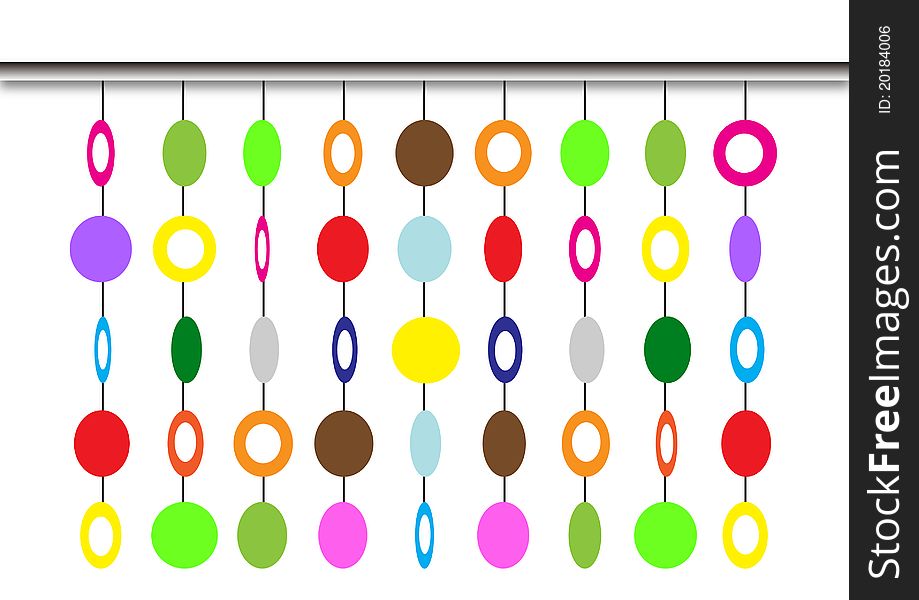 Illustration of isolated colorful curtain on white background