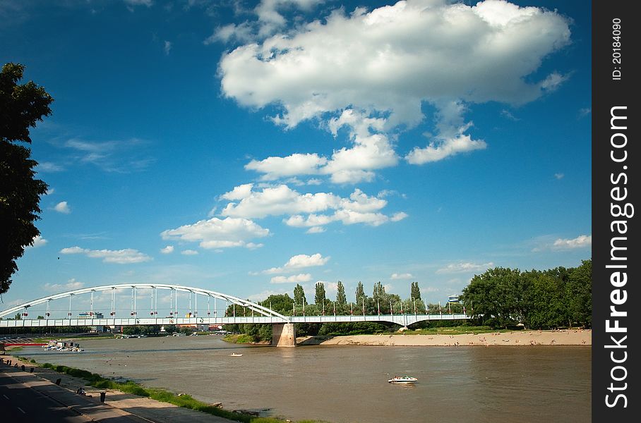 Nice bridge with blue sky and clouds