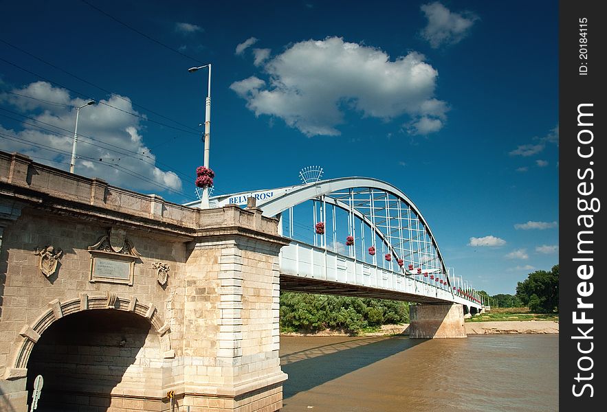 Nice bridge with blue sky and clouds