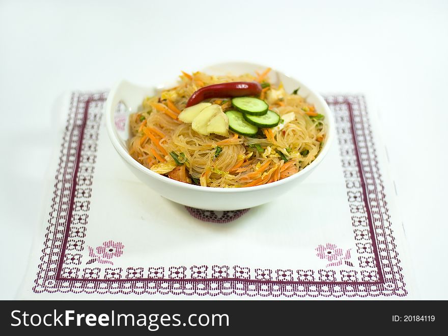 Salad cooked with spices  from the Korea noodles