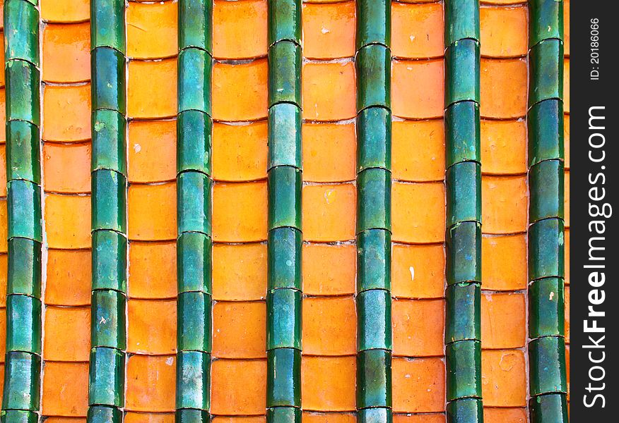 Buddhist motifs tiles roof