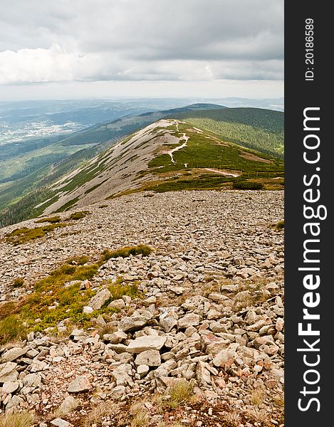 View of the mountains and rocky slopes. View of the mountains and rocky slopes