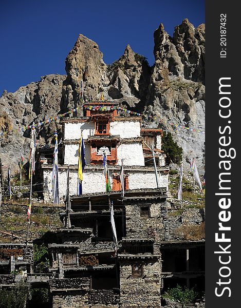 Old Buddhist Monastery in Braga, Annapurna circuit trek, Nepal. Old Buddhist Monastery in Braga, Annapurna circuit trek, Nepal