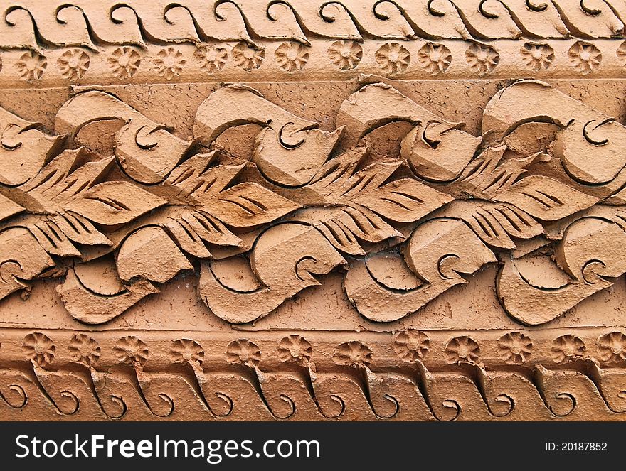 Stucco design of  thai style on the wall. Stucco design of  thai style on the wall