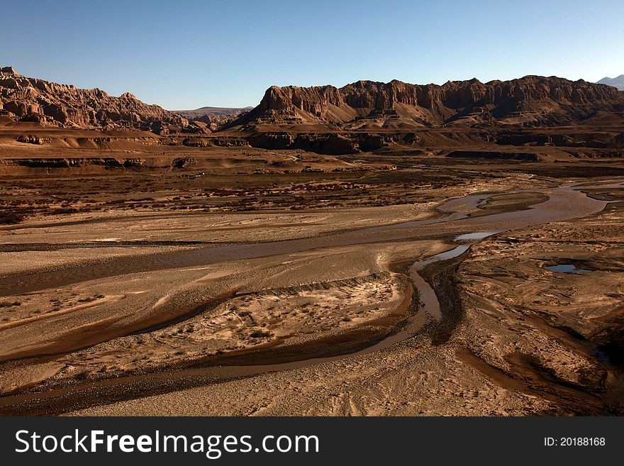 Desertificated riverbed in west Tibet. Desertificated riverbed in west Tibet