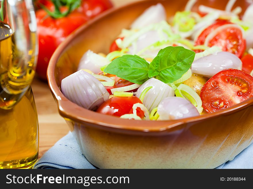 Fresh vegetables for healthy dinner in a dish