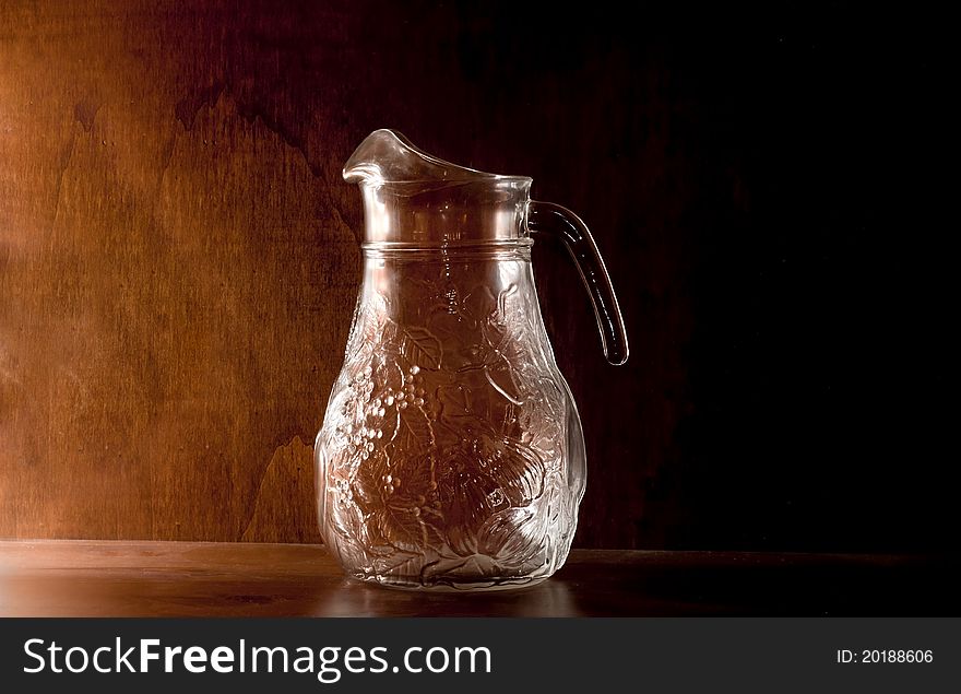 Glass jar on the table at home