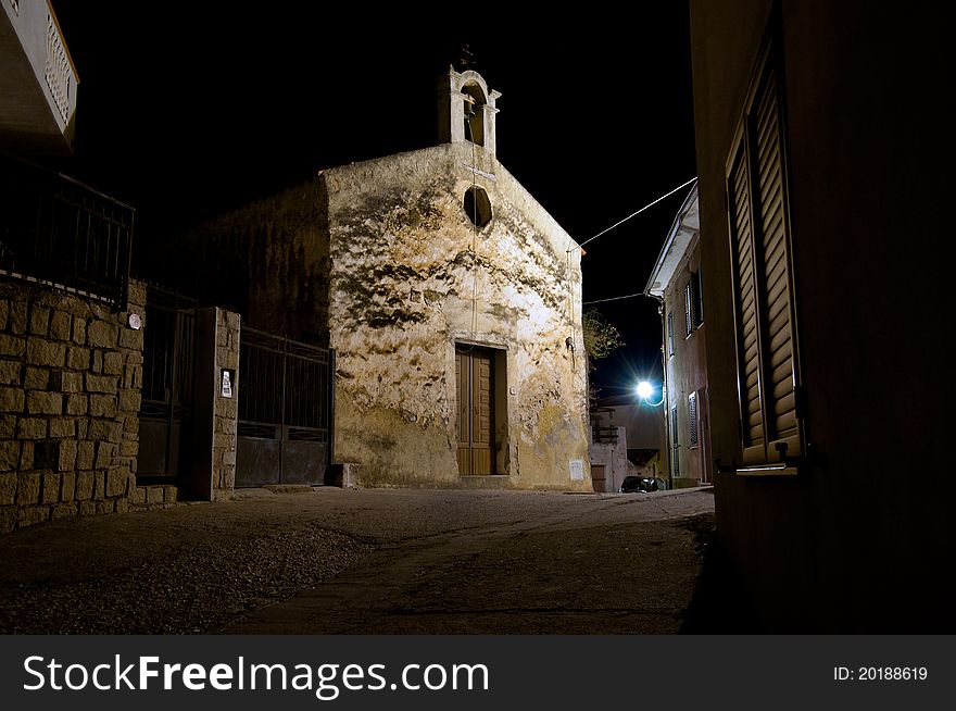 Church of the country at night in Sardinia. Church of the country at night in Sardinia