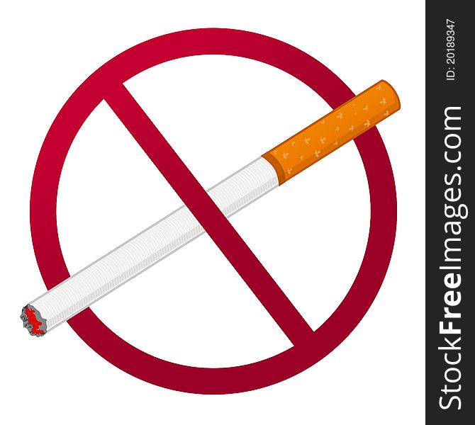 Illustration of 'no smoking' sign on white background. Illustration of 'no smoking' sign on white background