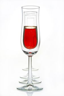 Glasses With Red Champagne And Empty Glasses Stock Images Glasses With Red Champagne And Empty Glasses Stock Images