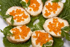 Red Caviar Sandwiches Royalty Free Stock Photo Red Caviar Sandwiches Royalty Free Stock Photo