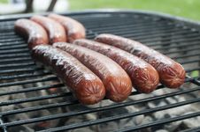 Hot Dogs On The Grill Royalty Free Stock Photo