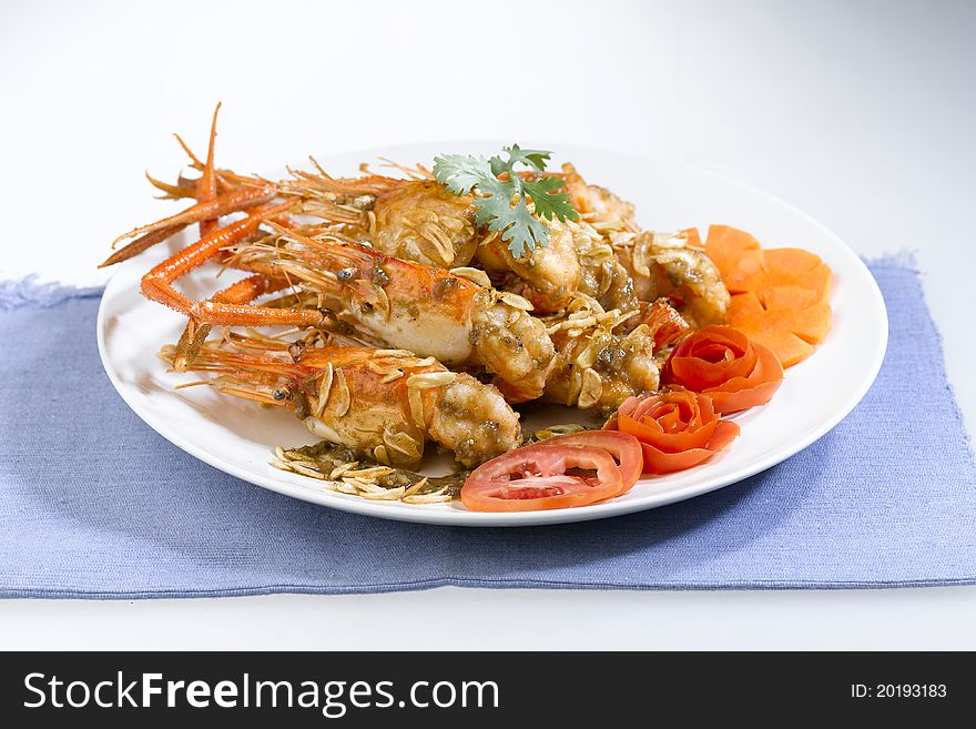 Steamed shrimps or prawns and then stir fried with Thai herbs garlic and pepper, the thai seafood menu that you have to try. Steamed shrimps or prawns and then stir fried with Thai herbs garlic and pepper, the thai seafood menu that you have to try