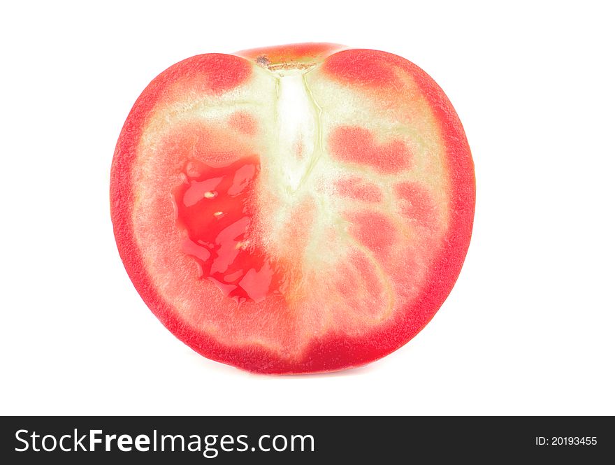 Red tomatoes isolated over white background.