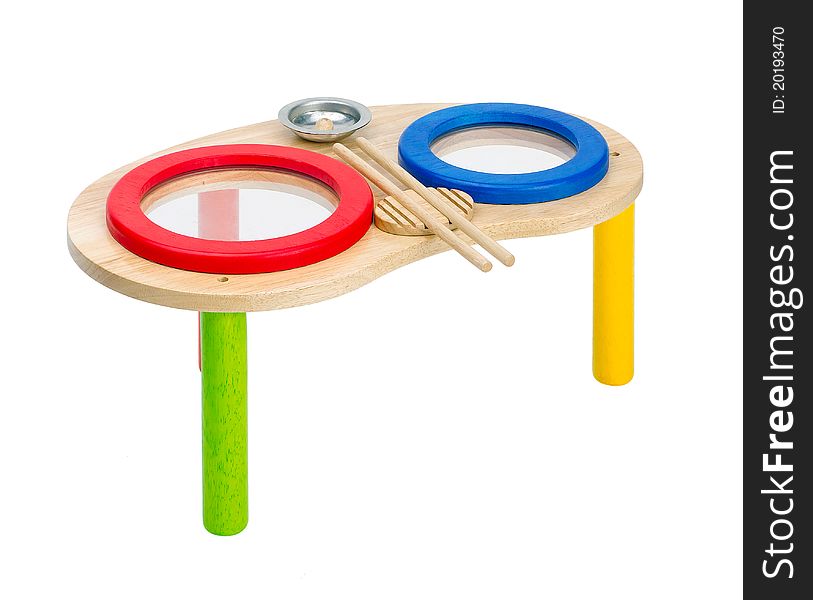 Colorful wooden toy drums