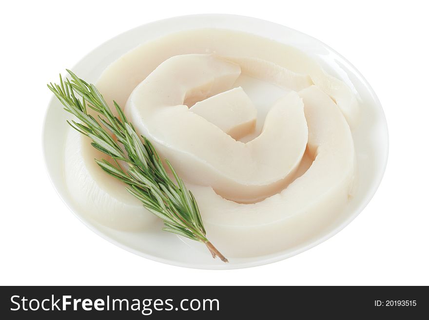 Squid with rosemary on a plate