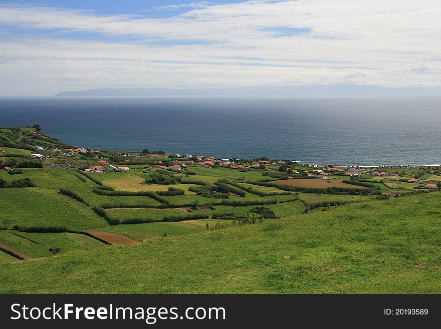 View on village on Azores islands