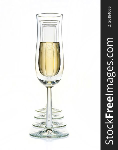 Glasses with champagne and empty glass. Glasses with champagne and empty glass