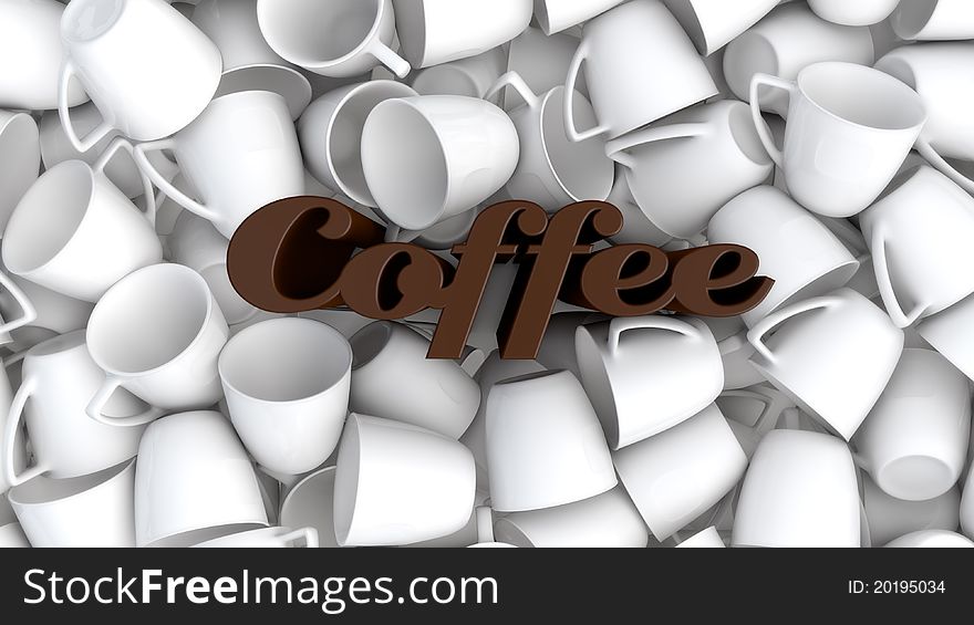 3d render of lots of coffee cups. 3d render of lots of coffee cups