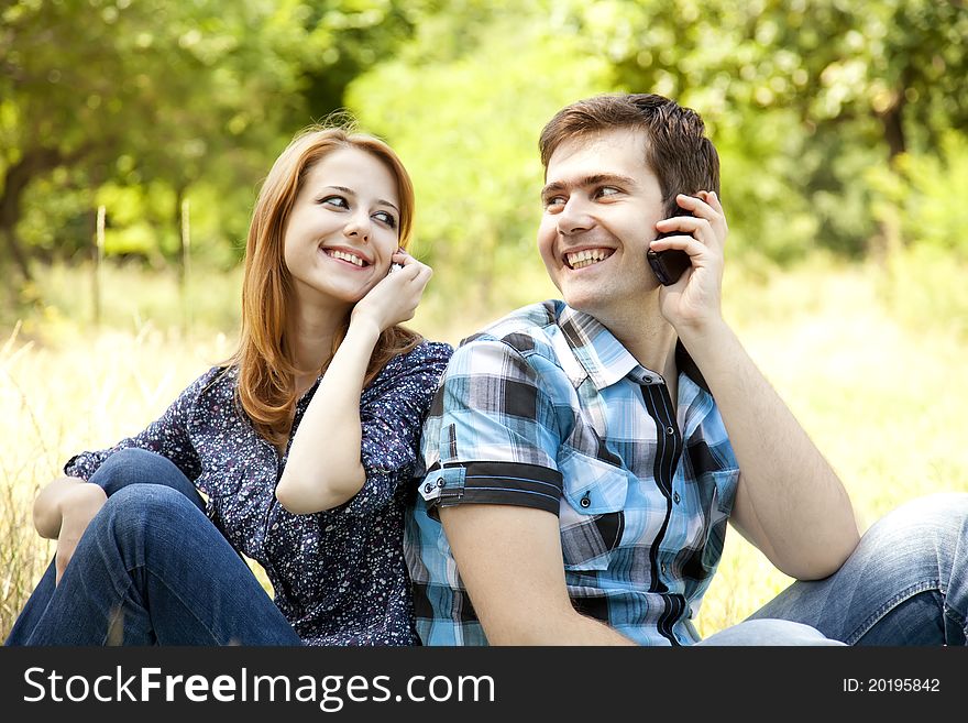 Couple At Outdoor In Summer Time.