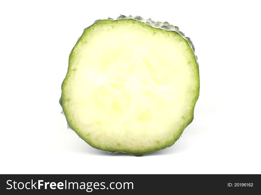 Green cucumber isolated on white background.