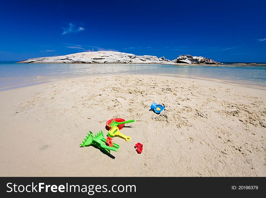 Toys for a child to have fun in a beautiful beach. Toys for a child to have fun in a beautiful beach