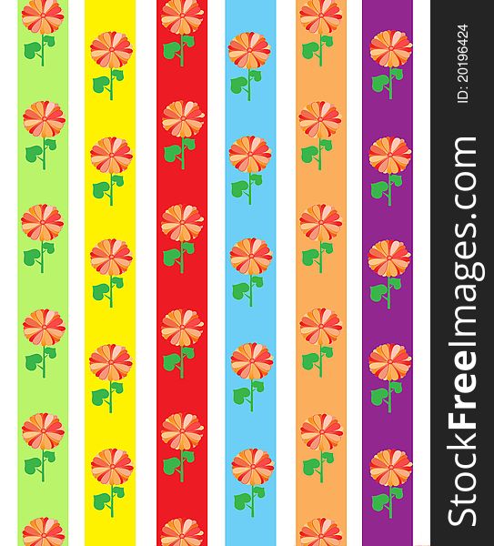 Cartoon flowers on a colorful background. Cartoon flowers on a colorful background