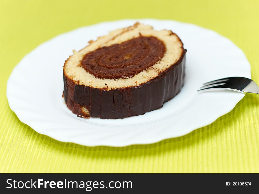 Chocolate cake at a plate