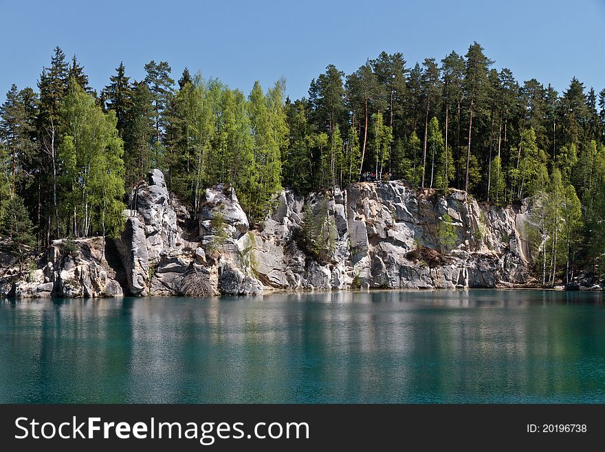 Rock lake with forest in the Czech Republic, Europe. Rock lake with forest in the Czech Republic, Europe