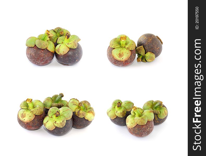 Tropical fruit - Mangosteen (Garcinia mangostana)on white background