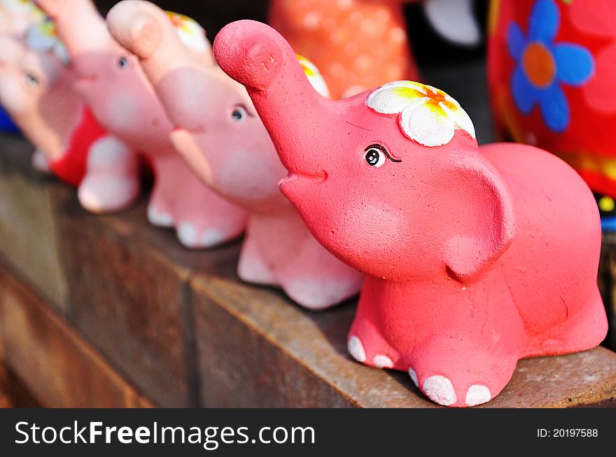 Clay elephant for home and garden decoration