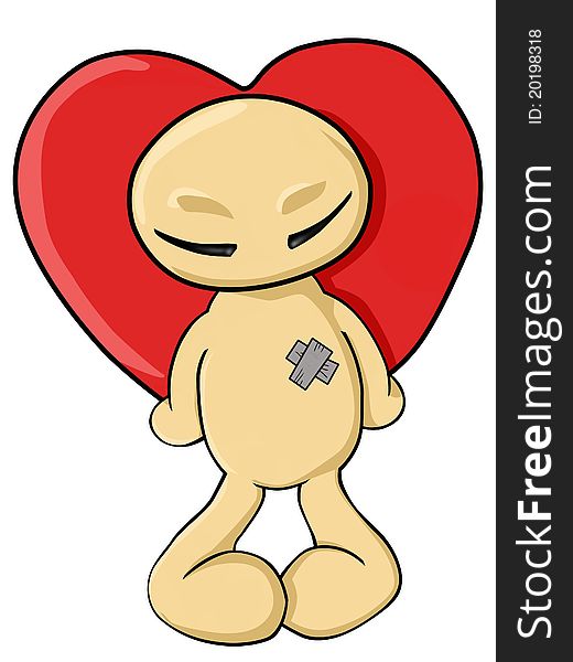 Color chibi holding a red heart