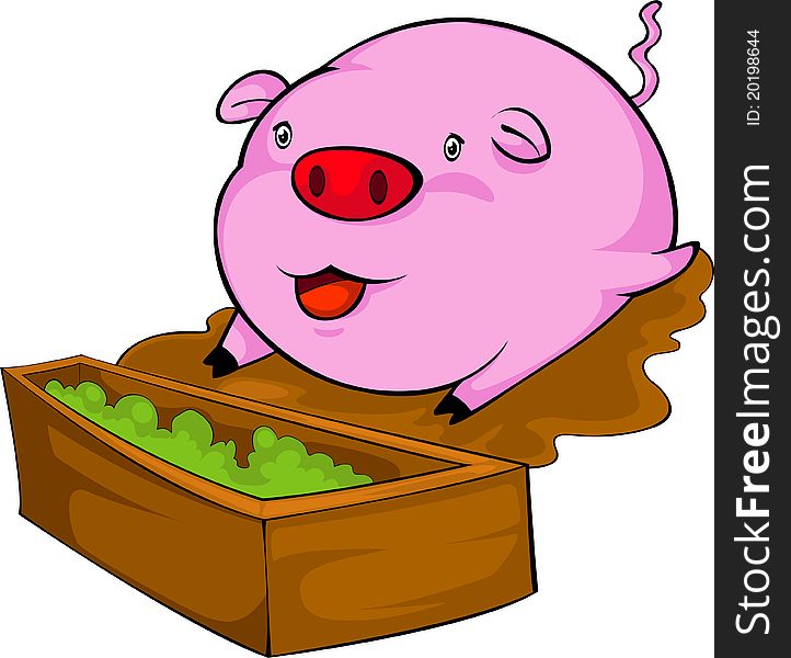 vector Pig eat  illustration