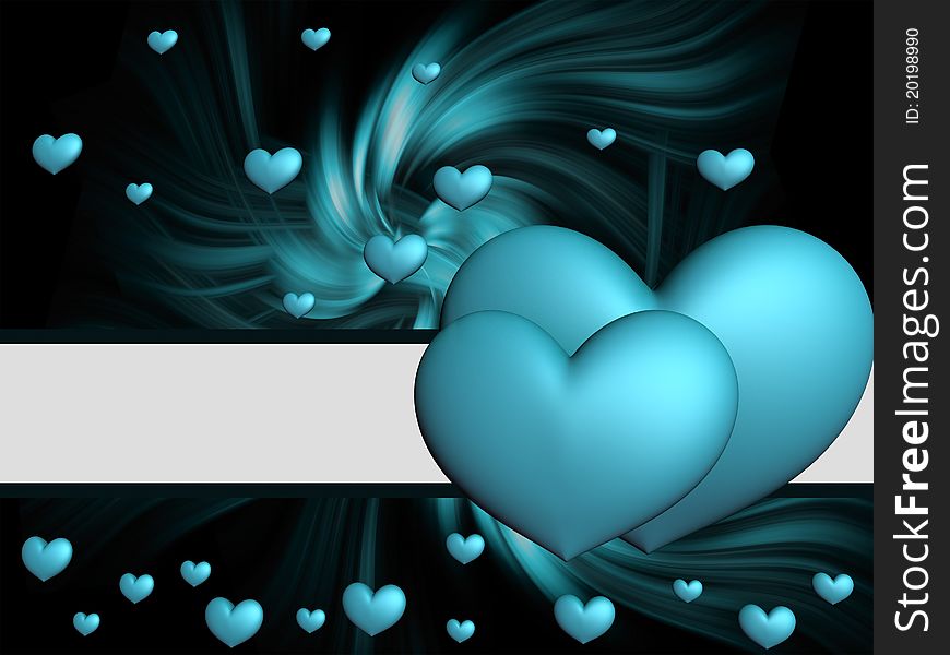 Blue hearts on a background