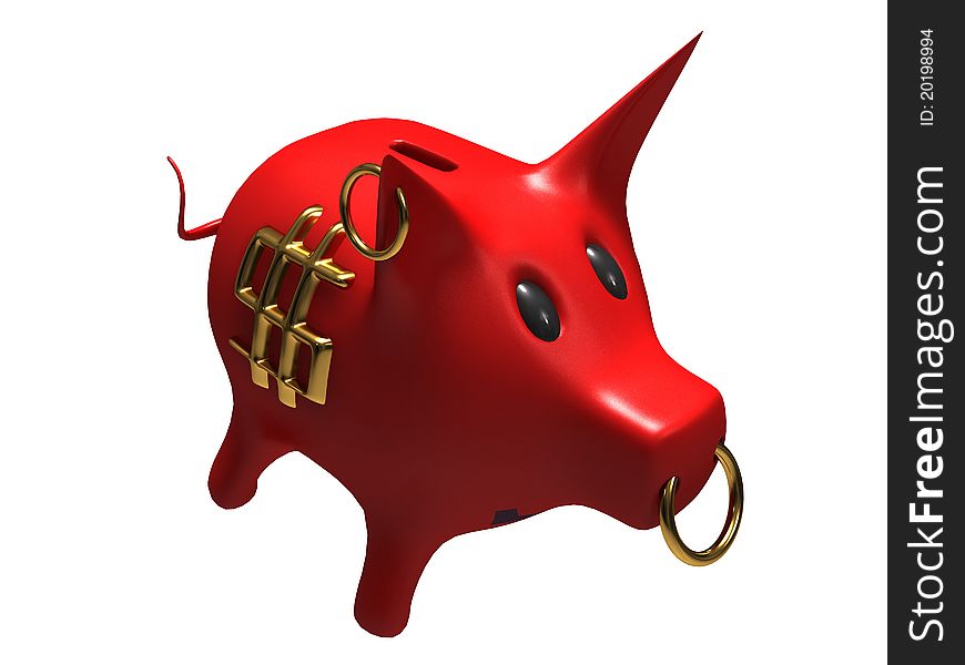 Red piggy bank with a dollar sign