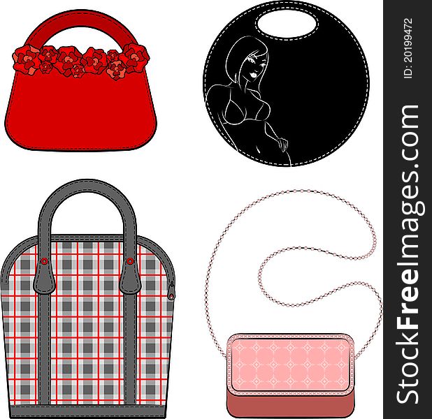 Cartoon woman's bag.illustration for a design