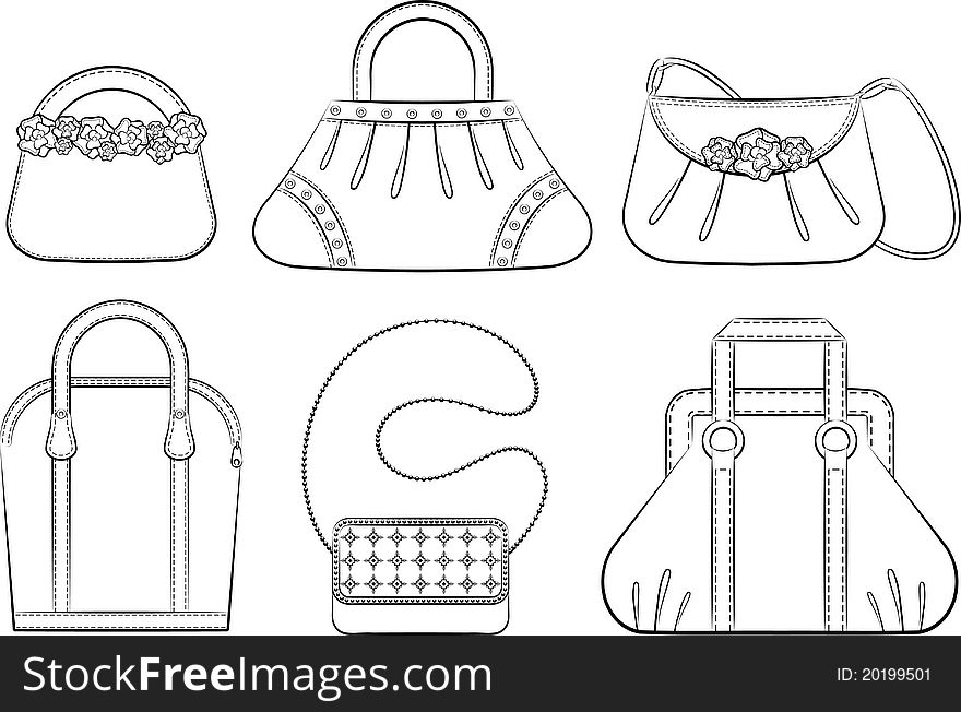 Cartoon woman's bag. illustration for a design