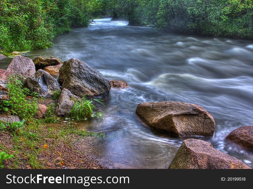 Beautiful River Rapids In HDR