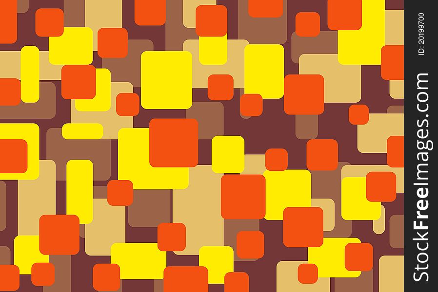 Abstract rectangles yellow orange brown creating perspective illusion