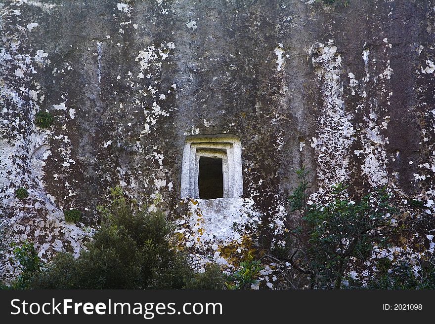 Ancient prehistoric grave in the Sicilian hinterland